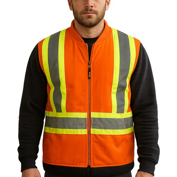 Titan - Men's Hi-Vis Cotton Canvas Vest with Sherpa Lining Thumbnail