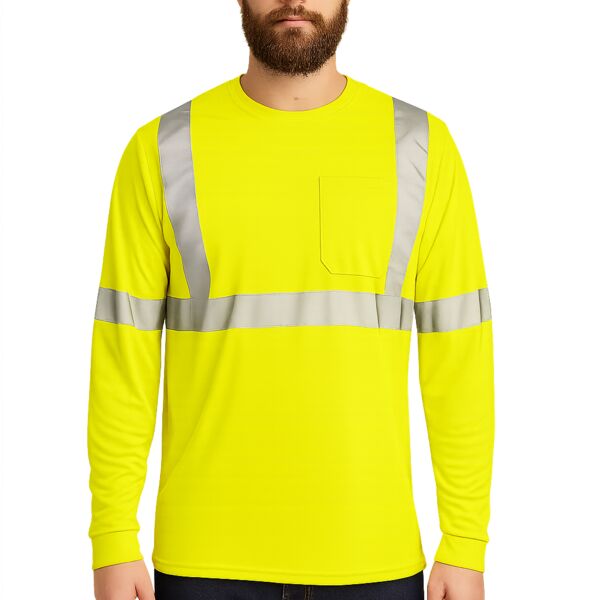 Long Sleeve Polyester Traffic T-Shirt, 2″ Refl. Tape Thumbnail